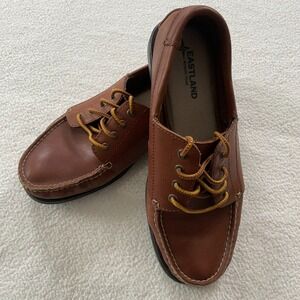 Eastland Women's Falmouth Camp Moc Tan 9.5 Leather Preppy Light Academia Classic